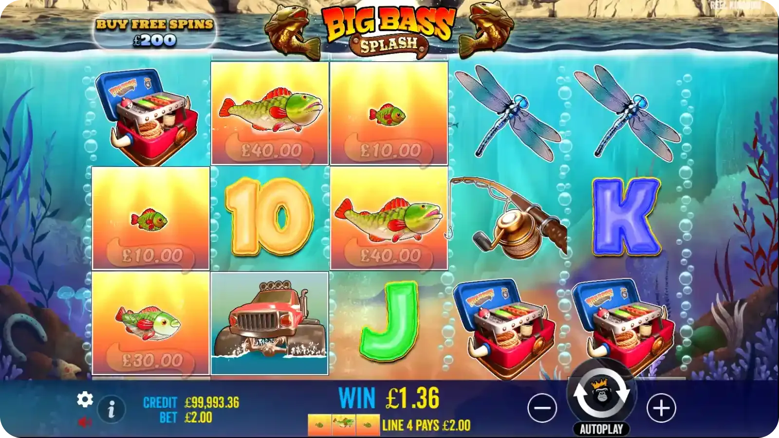 5 Money Symbols on the reels adding up to a £130 additional winning