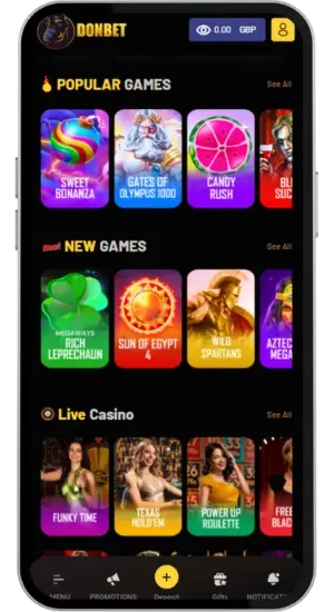 Game library with some gamgling games like Sweet Bonanza, Candy Rush and more
