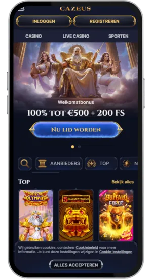 Een casino homepage met de Big Bass Splash slot in de sectie 'Populaire Spellen'